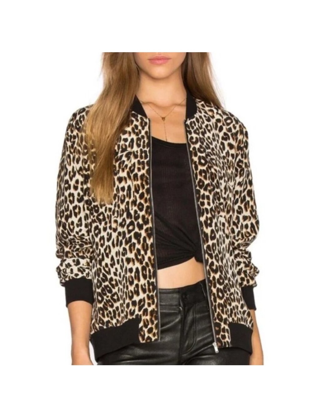 Equipment Leopard Print Abbott Bomber Jacket - 100% Silk
